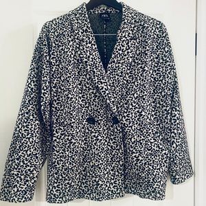 Zara Double Breasted Leopard Oversized Blazer Size Medium